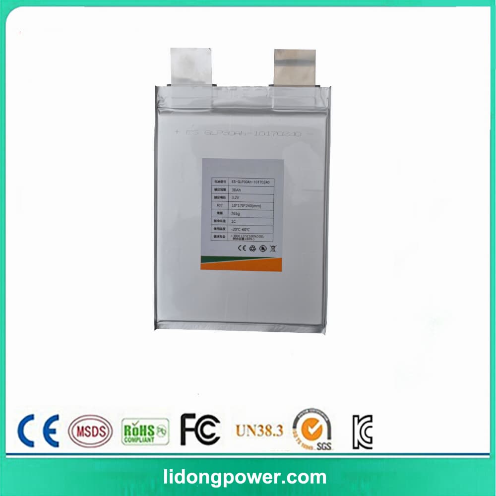 Li_polymer Type And Customized Size 3_2V30AH LiFePO4 Battery